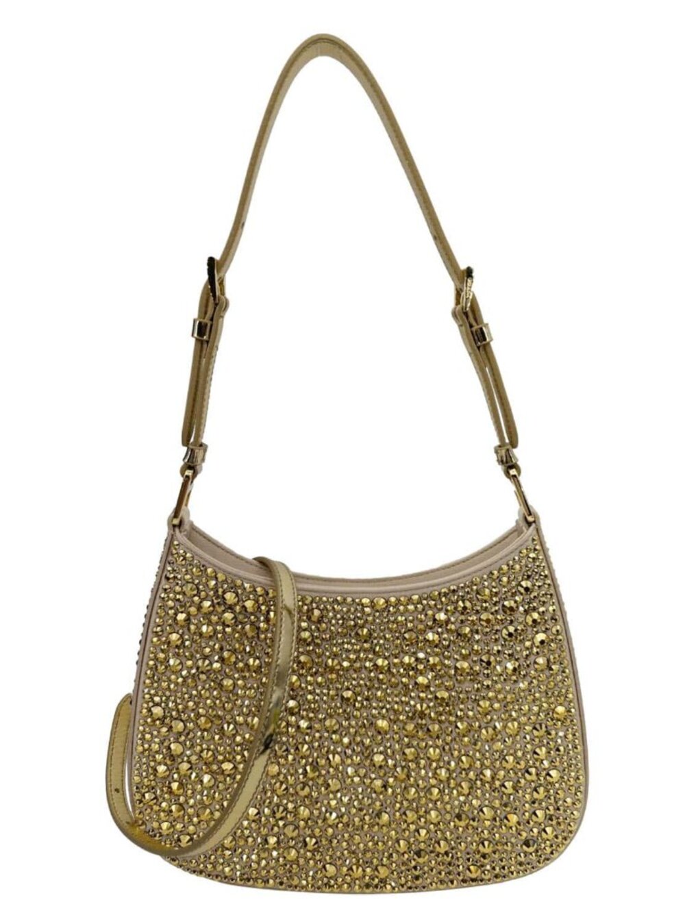 Prada Cleo Cristal Embellished Satin Shoulder Bag Gold - Picture 4 of 13